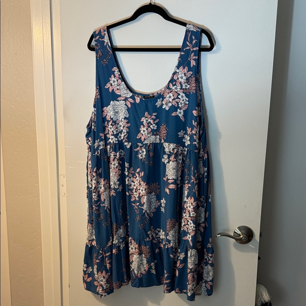Torrid Blue and Pink Floral Mini Dress